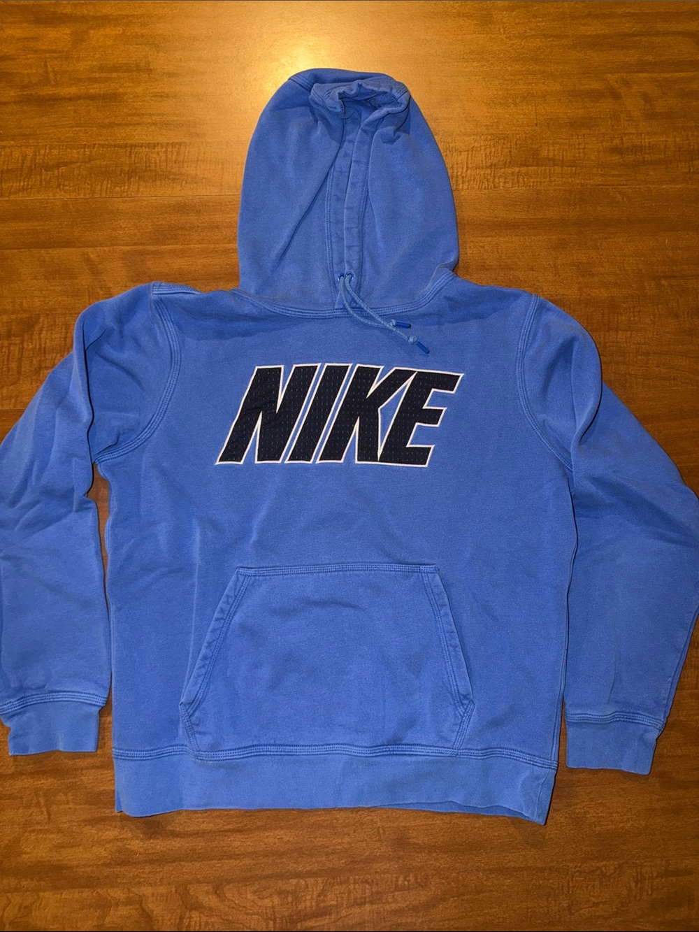 Nike Men's Blue Crewneck Hoodie with Black Logo